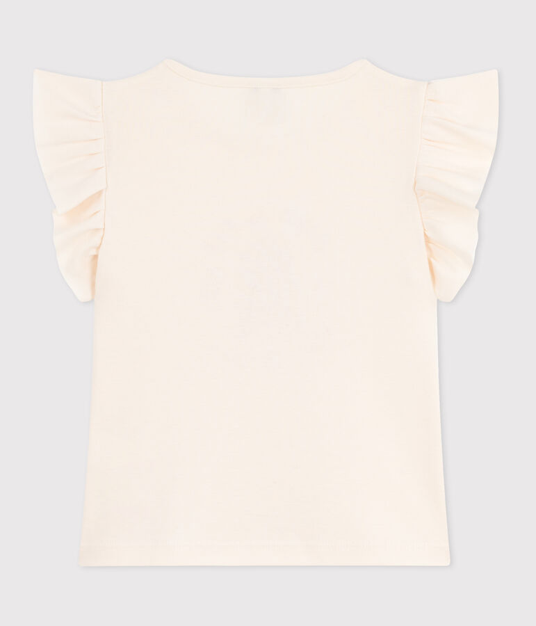 Children's short-sleeved printed cotton T-shirt Ecru