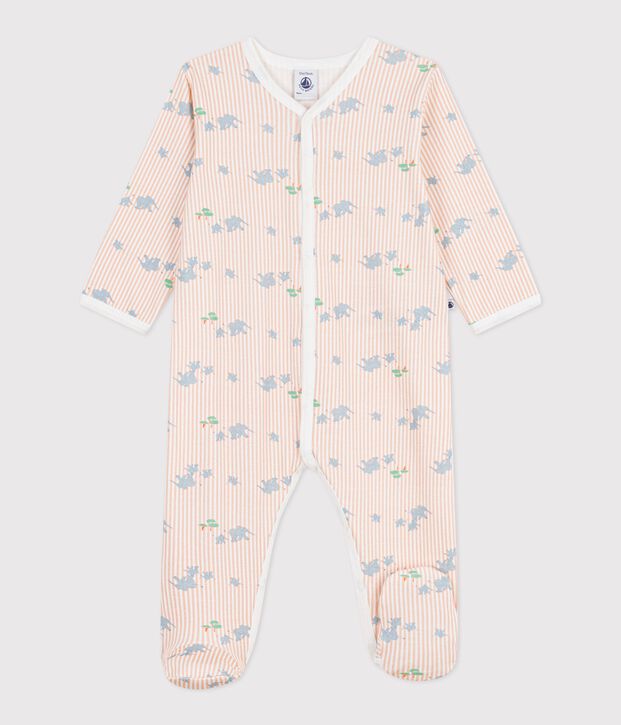 Babies' elephant print cotton pyjama suit white/multicolor