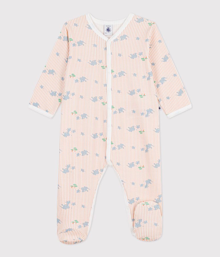 Babies' elephant print cotton pyjama suit white/multicolor