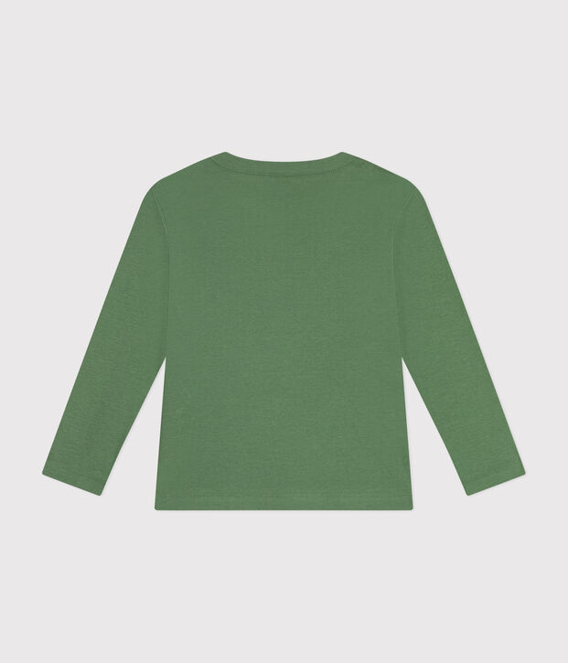 Children's long-sleeved rib knit unisex t-shirt green