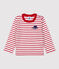 Babies' Striped Cotton T-Shirt MARSHMALLOW white/TERKUIT red