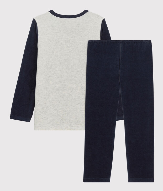 Boys' Mountain Motif Velour Pyjamas beige/multicolor
