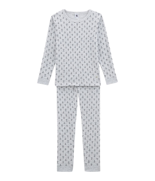 Little boy's fitted pyjamas. grey/blue