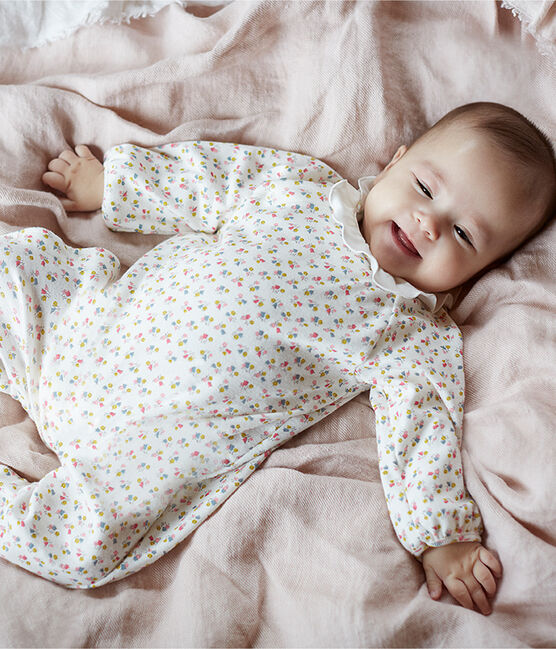 Baby Girls' Long Ribbed Jumpsuit MARSHMALLOW white/MULTICO white