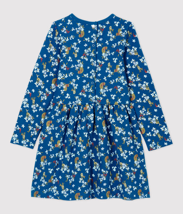 Girls' Long-Sleeved Fleece Dress blue/multicolor