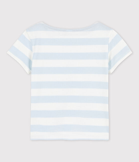 Girls' Short-Sleeved Cotton T-Shirt PLEINAIR /MARSHMALLOW