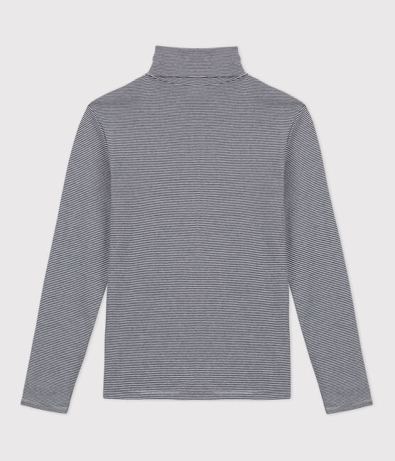 Women's Iconic Organic Cotton Polo Neck T-Shirt SMOKING blue/MARSHMALLOW white