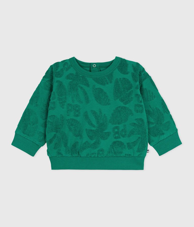 Babies' palm tree pattern cotton hoodie green