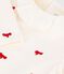 Babies' blouse in velour embroidered with a bow motif Ecru/red