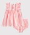 Babies' sleeveless cotton dress with stripy bloomers pink/white
