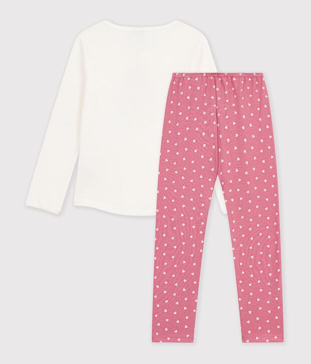 Children's dragon design cotton pyjamas. pink/white