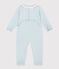 Babies back opening plain cotton pyjama suit with a ruff blue