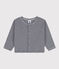 Babies' Cotton Cardigan  SMOKING blue/MARSHMALLOW white