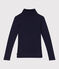 The Iconic rollneck for women in wool and cotton SMOKING blue