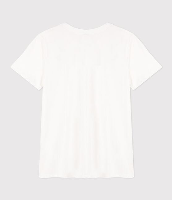 Women's short-sleeved, round-necked Straight T-shirt in fine jersey ECUME white