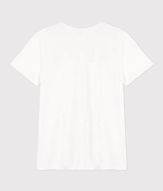 Women's short-sleeved, round-necked Straight T-shirt in fine jersey white
