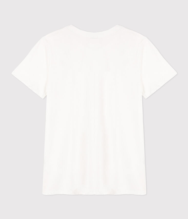 Women's short-sleeved, round-necked Straight T-shirt in fine jersey white