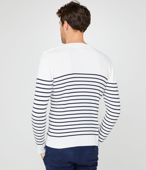 Men's breton jumper MARSHMALLOW white/SMOKING blue
