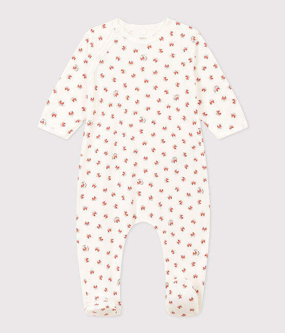 Babies' Patterned Fleece Pyjamas MARSHMALLOW white/MULTICO white