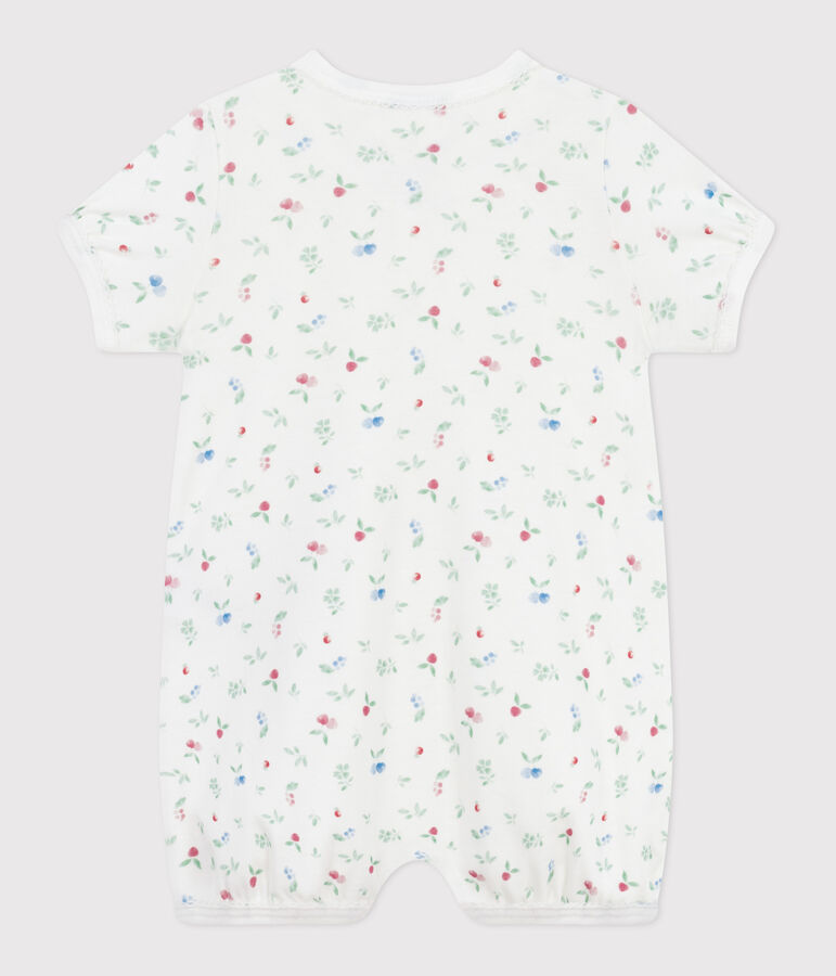 Babies' short fruit-pattern cotton jumpsuit white/multicolor