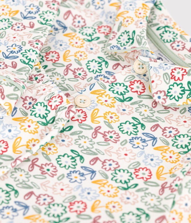 Children's floral print cotton pyjamas white/multicolor