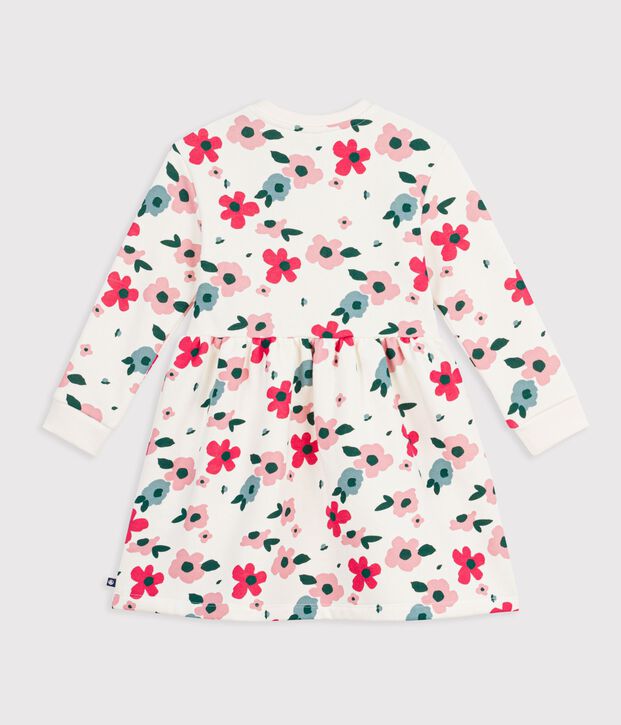 Children's sleeveless cotton dress with flowers Ecru/multicolor