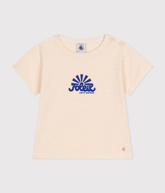 Babies' Short-Sleeved Slub Jersey T-Shirt AVALANCHE Ecru