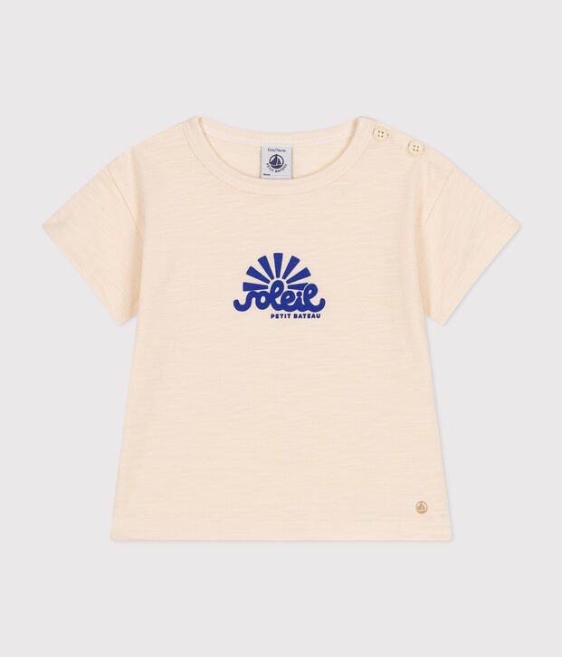 Babies' Short-Sleeved Slub Jersey T-Shirt Ecru