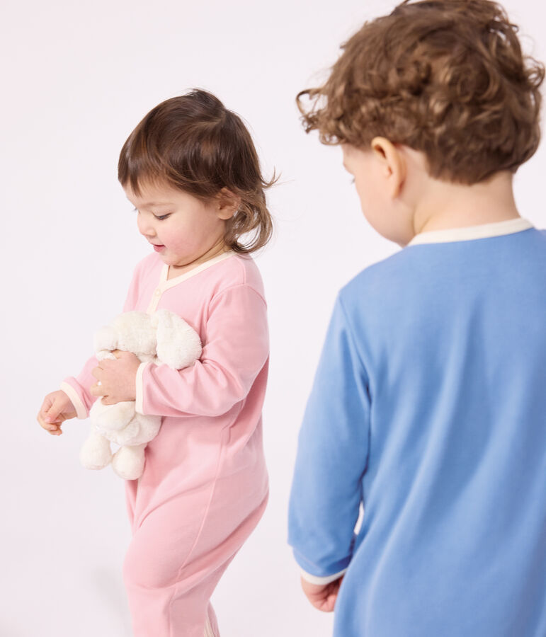 Babies' plain cotton pyjamas ALASKA blue