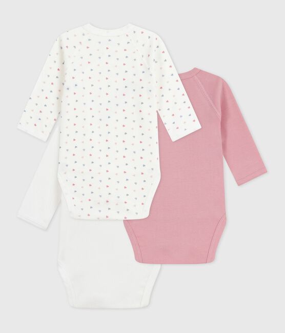 Pack of babies' long-sleeved printed cotton wrapover bodies variante 2
