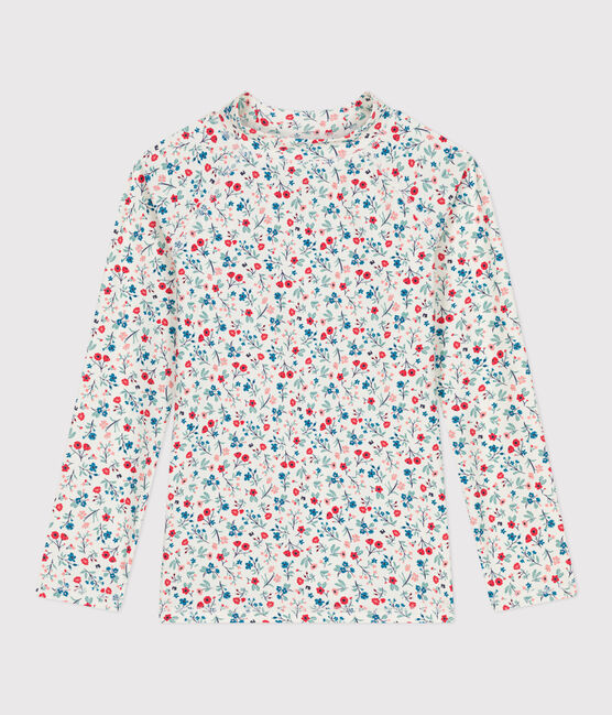 Children's UV-protective long-sleeved floral swim T-shirt MARSHMALLOW white/MULTICO white