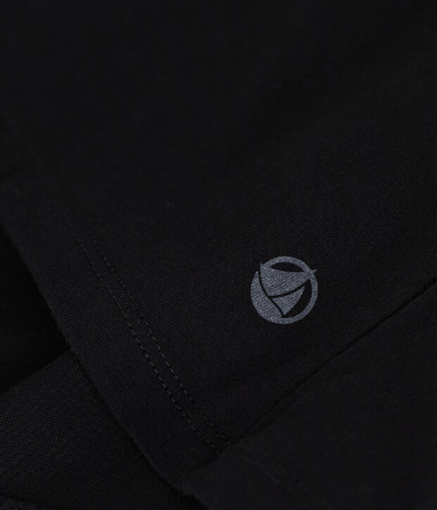 Women's Straight long-sleeved V-necked fine jersey T-shirt black