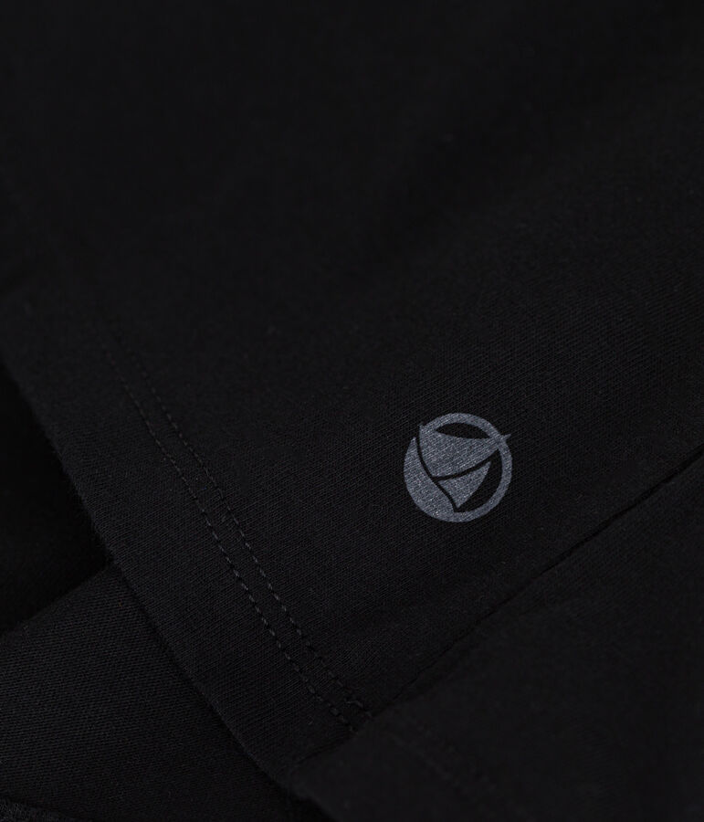 Women's Straight long-sleeved V-necked fine jersey T-shirt black