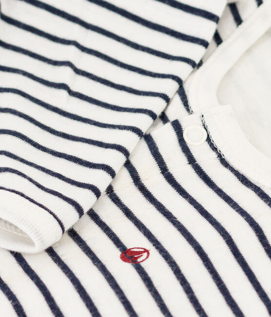 Stripy Cotton Bodyjama MARSHMALLOW white/SMOKING blue