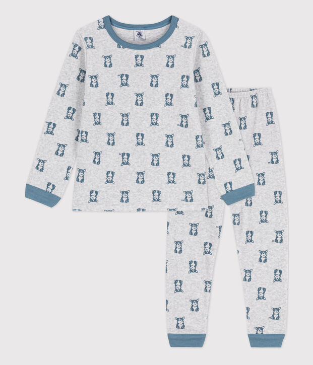 Children's velour pyjamas grey/blue