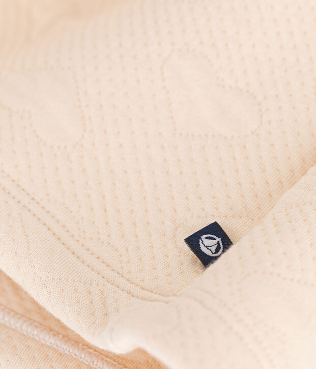 Girls' long-sleeved dress in two materials Ecru