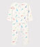 Babies' Seahorse Pattern Cotton Sleepsuit without Poppers MARSHMALLOW white/MULTICO white