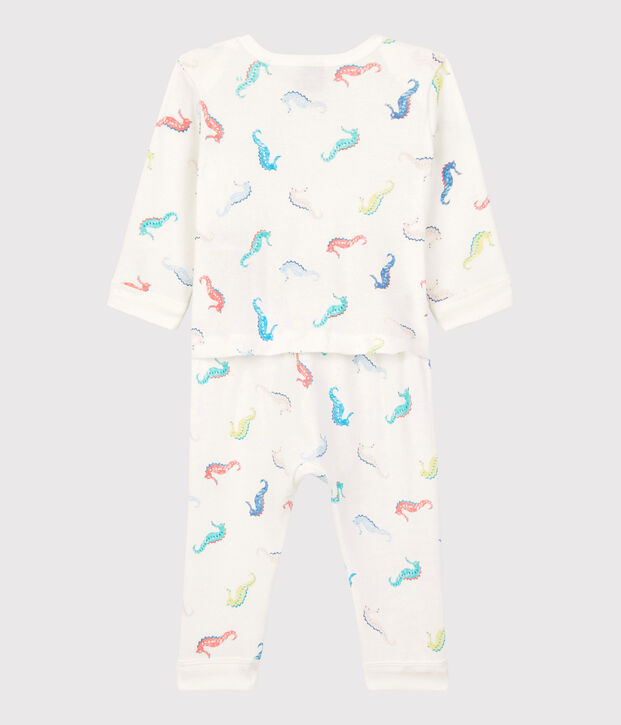 Babies' Seahorse Pattern Cotton Sleepsuit without Poppers white/multicolor