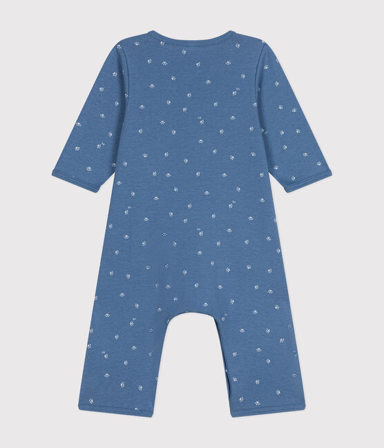 Babies' Footless Cotton Bodyjama BEACH blue/MARSHMALLOW