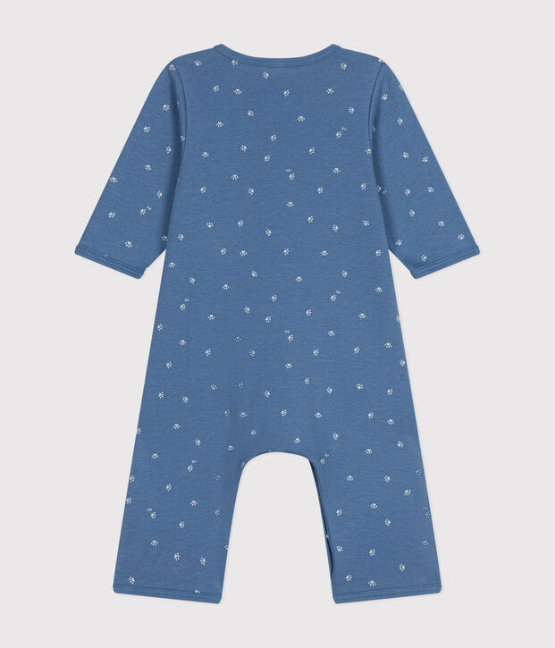Babies' Footless Cotton Bodyjama blue/white