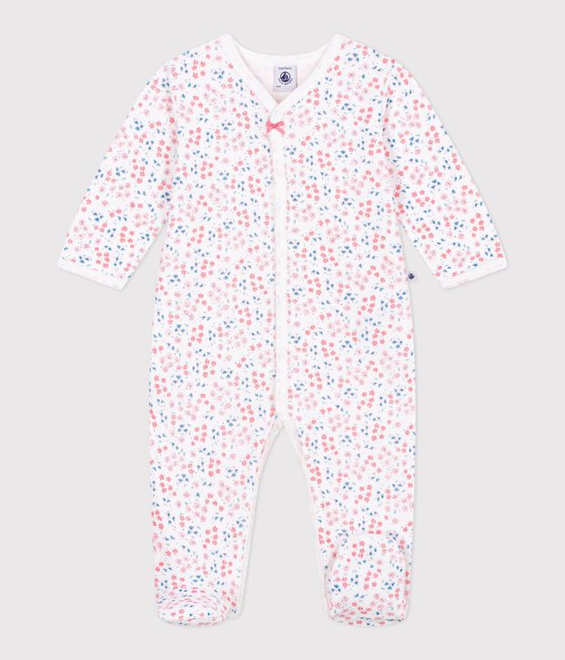 Babies' floral-print velour pyjama suit white/multicolor