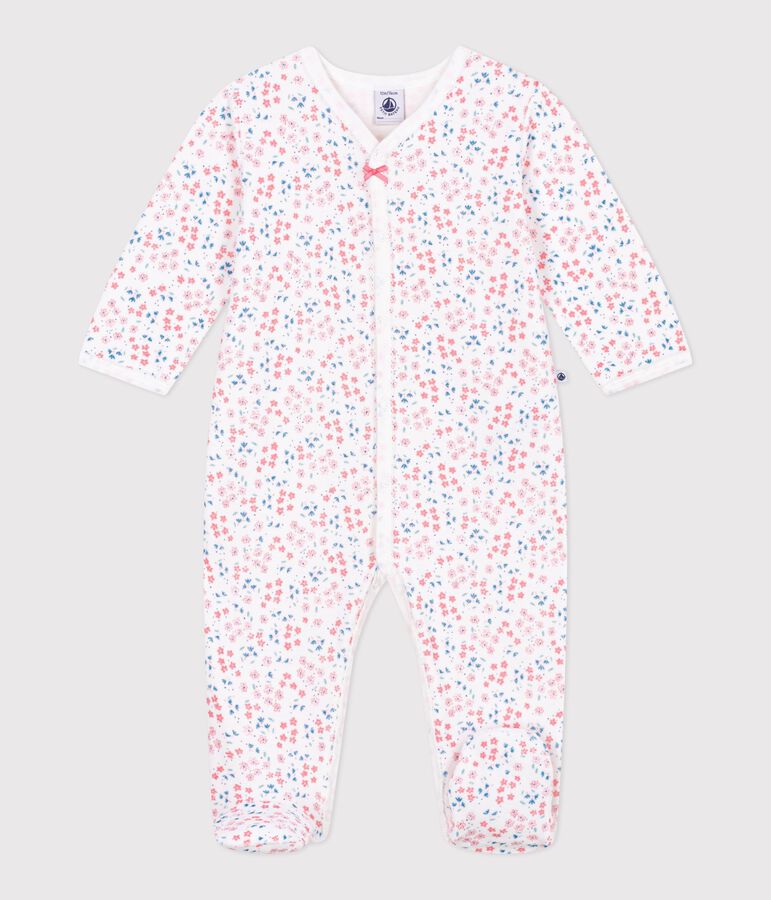 Babies' floral-print velour pyjama suit white/multicolor