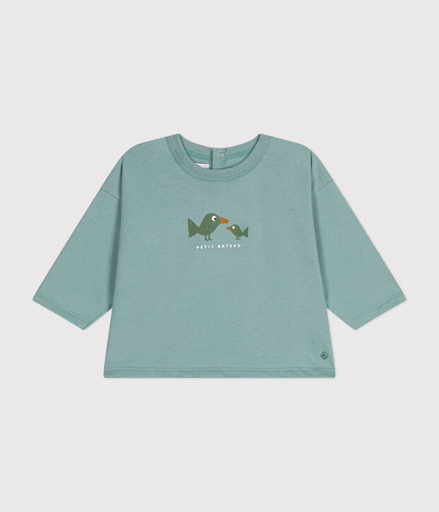 Babies' long sleeved T-shirt in fine jersey green