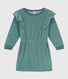 Girls' long-sleeved dress in plain bouclé velvet