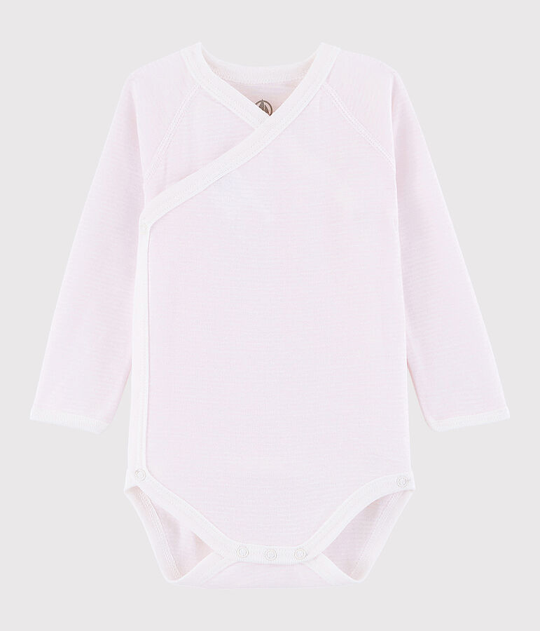 Baby Girls' Long-Sleeved Wrapover Bodysuit pink/white