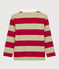 Boys' Striped Long-Sleeved Cotton Polo Shirt TERKUIT red/JERRYCAN