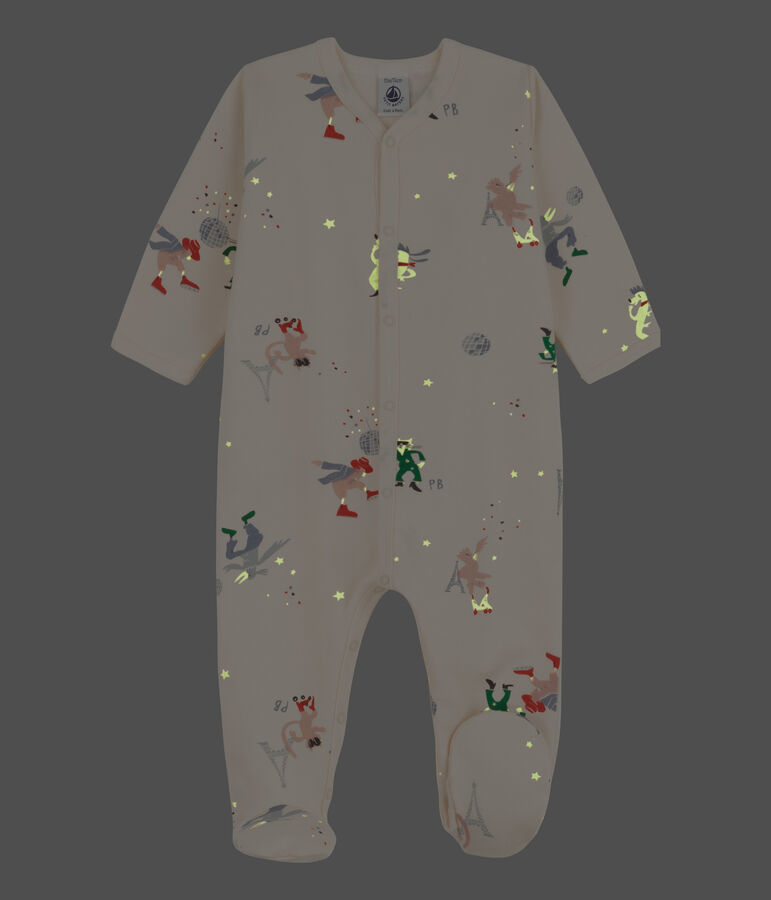 Babies' Paris Themed Fleece Sleepsuit Ecru/multicolor