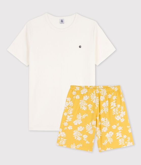 Boys' Cotton Short Pyjamas MARSHMALLOW white/ORGE