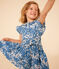 Girls' Sleeveless Printed Poplin Dress BEACH blue/MULTICO