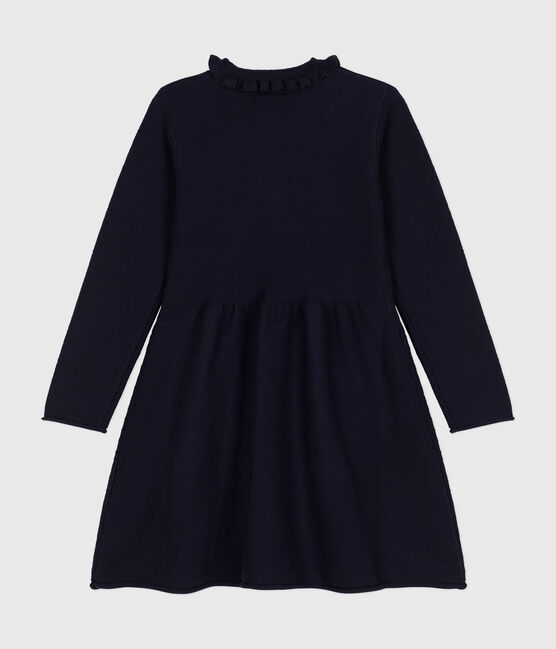 Girls' long-sleeved knitted dress SMOKING blue